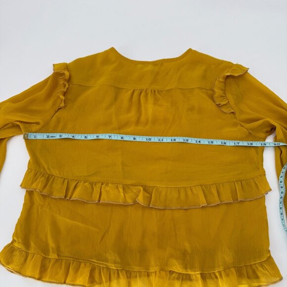 Scotch & Soda Mustard Yellow Ruffled Long Sleeve Blouse Womens Size S - Picture 6 of 7